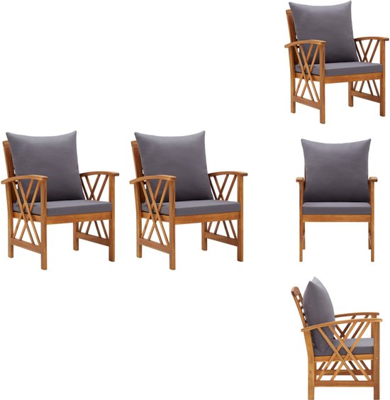 vidaXL 2x Acaciahouten Tuinstoel Inklapbaar Zwart Buitenstoel Stoel Stoelen