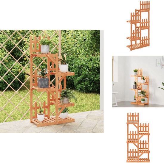 VidaXL Plantenstandaard – 58x25x51 Cm – Massief Vurenhout – Gecarboniseerd – Draagvermogen 10 Kg Per Plank – Voor Binnen En Buiten
