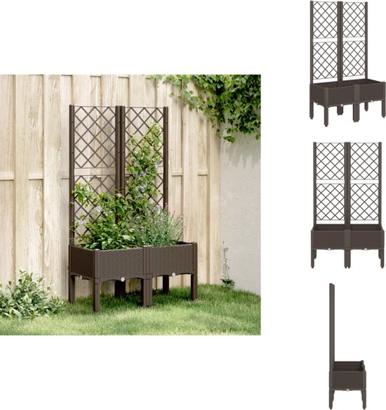 Outsunny Hoogbed met klimrek in rattan-look plantenbak bloembak met klimsteun 90 x 35 x 148 cm
