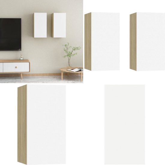 vidaXL Tv-meubels 2 st 80x31,5x36 cm bewerkt hout grijs sonoma eiken, tv- meubel, hifi-kast, tv kast, hifi-meubel, media-kast, tv meubel, hifi meubel
