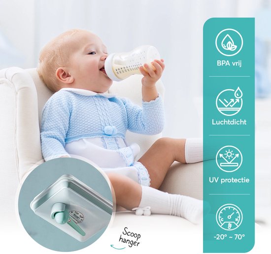 Ankou- Vacuum Anti-UV versie Luchtdichte Babyvoeding- & Bewaarcontainer (2300ml) met drukknop -UV bescherming– inclusief maatschep - Rond - BPA vrij- melkpoeder container bewaardoos-reisbox-bewaarbus — afbeelding 5