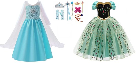 Robe princesse Elsa avec traîne + robe Anna taille 110 (étiquette taille 120) - Déguisement