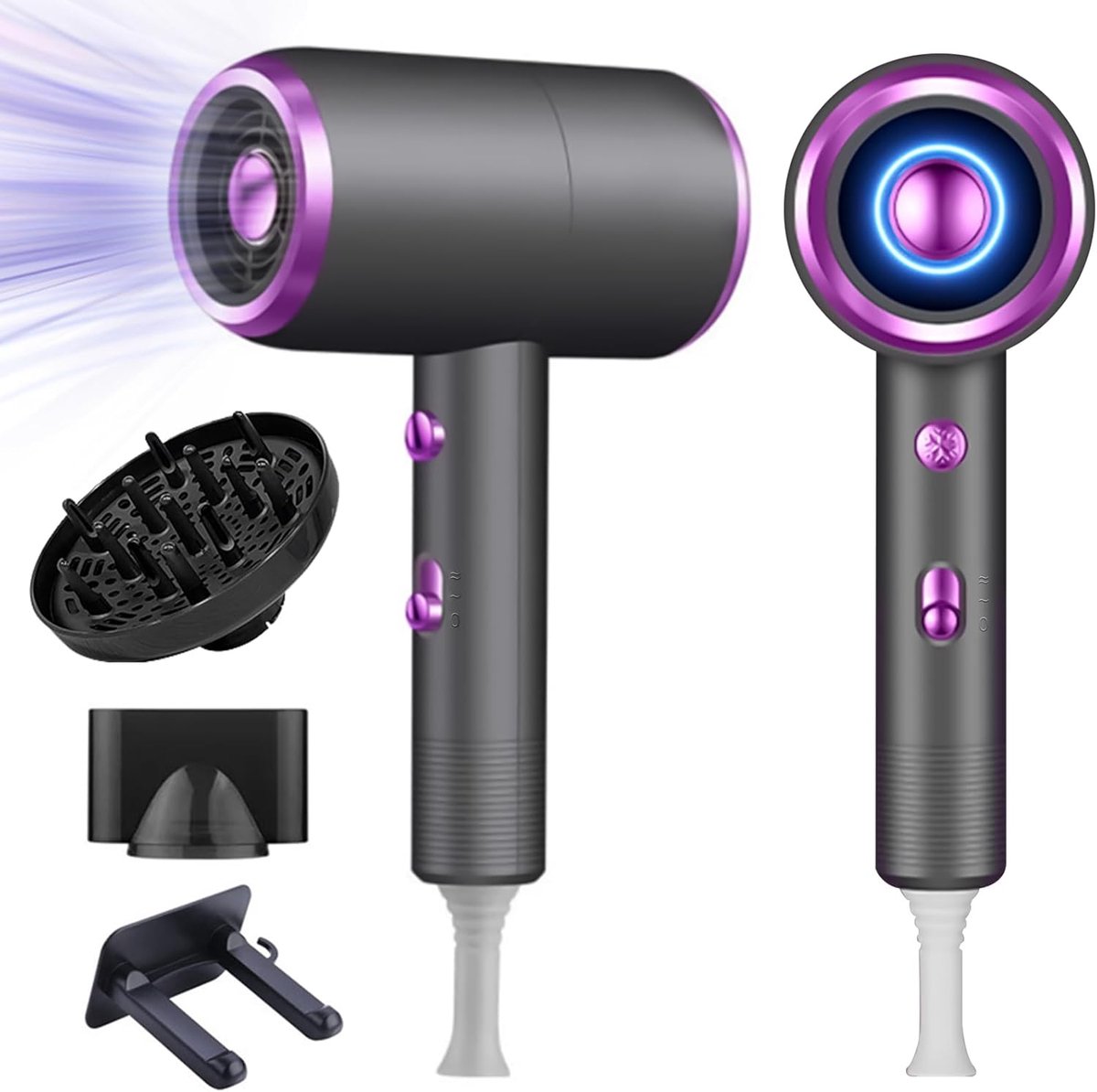 Professionele haardroger 1800 W met ionentechnologie - 3 temperatuurinstellingen, stille werking, inclusief diffuser