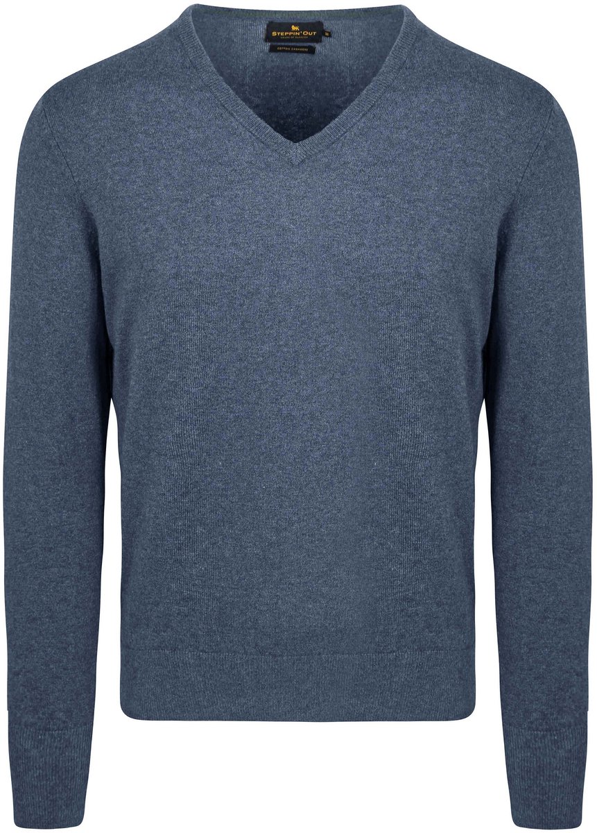 Steppin' Out Pullover V-hals Merinowol Kobaltblauw - Maat XXL - Heren - Pullovers