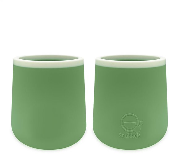 Smikkels - Siliconen kinderbekers - Set van 2 - Open bekers - Oefenbeker - Veilige Drinkbeker - Baby - Peuter - Duurzaam - Groen