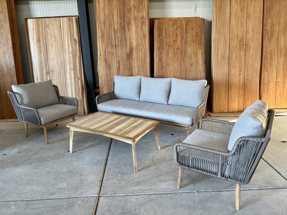 Enola loungeset light teaklook rope taupe
