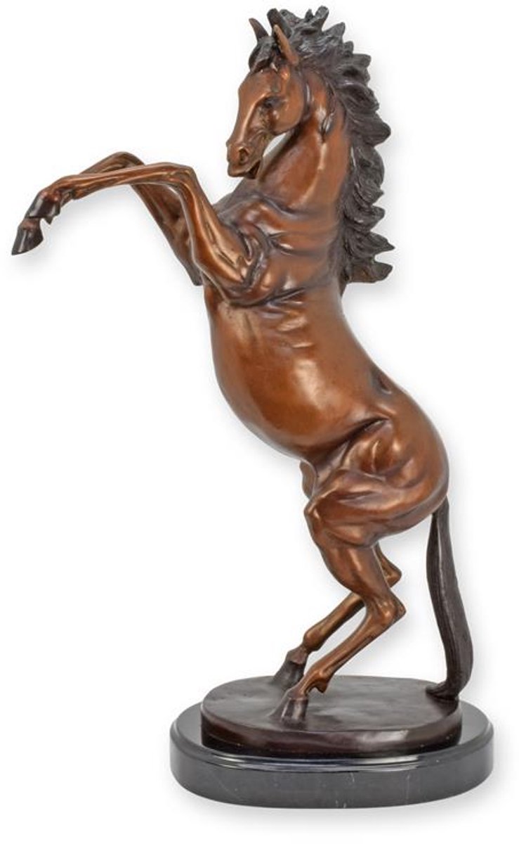 Bronzen beeld - Steigerend paard - marmeren basis - 66,1 cm hoog