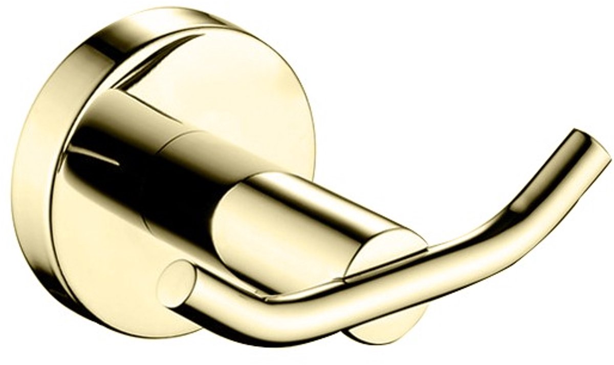 Profielenloods - Handdoekhaak dubbel glans goud - monteren met schroeven