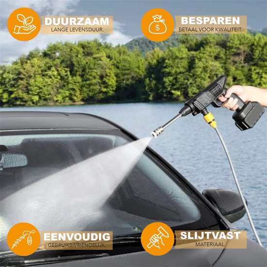 Draadloze Hogedrukreiniger PRO - 50 bar - Auto & Terrasreiniger - Hogedrukspuit - 20000mAh Accu - Zwart - Draagbare mobiele reiniger van Merkloos	 — afbeelding 3
