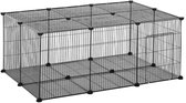 J&R Dierenkooi - Konijnen - Cavia - Chinchilla - Kittens - Bench - Kooi - Vertelbaar - Metaal - Zwart
