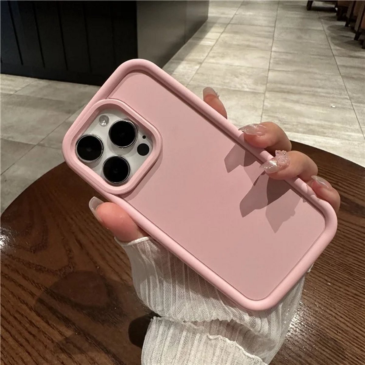 Cityhoesje - iPhone 15 Pro – Drop proof - Soft Silicone Backcase - Licht Roze