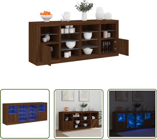 Dressoir met LED-verlichting 80x35x75 cm grijs sonoma eiken