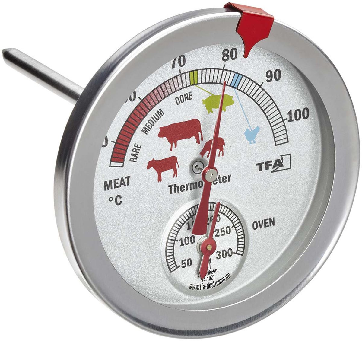TFA Dostmann vleesthermometer - analoog - prikker - RVS - 0-300 graden celcius - 11 cm