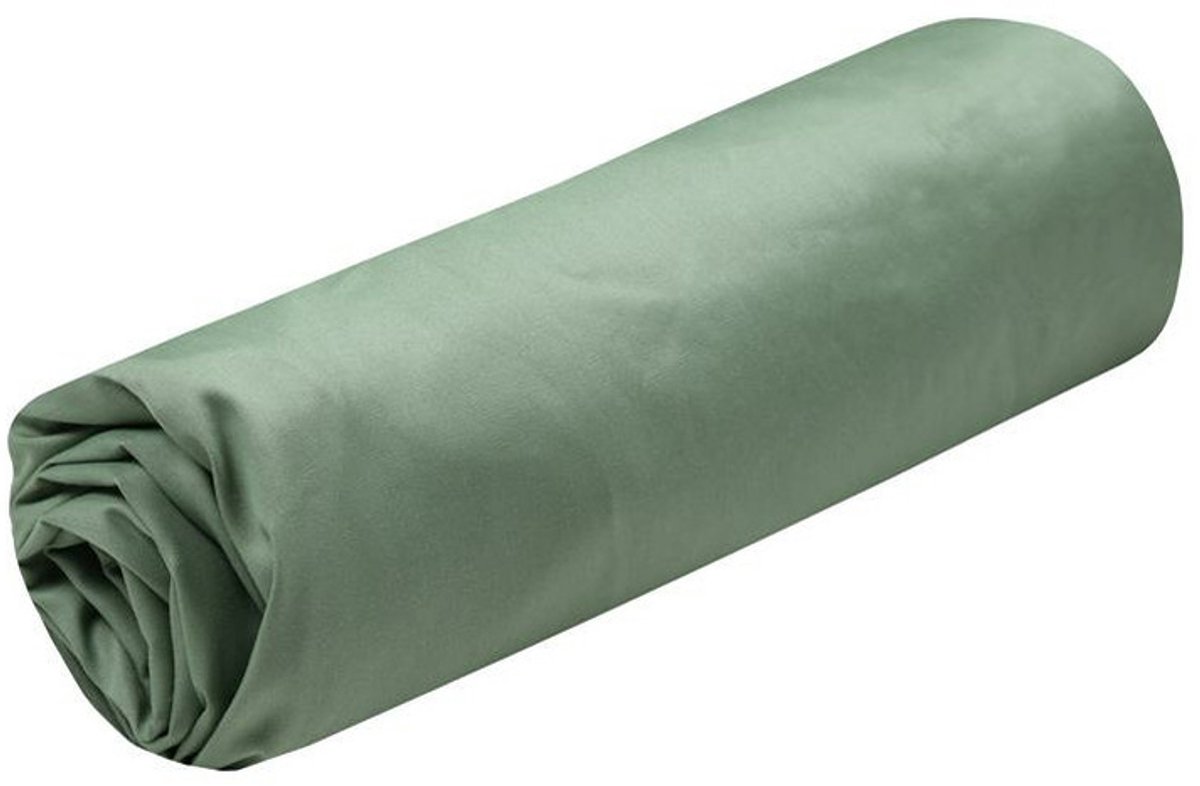 Stof Textiles Hoeslaken Elysee - 1-persoons - 90 x 190 cm - saliegroen - premium kwaliteit - percal katoen - 30 cm matrasdikte