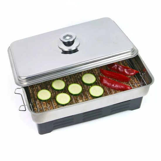 Kinghoff Balkon Roker met Thermometer - RVS, Compact en Draagbaar - Ideaal voor Vis, Kip en Vlees - Barbecue Roker - BBQ Smoker van Kinghoff — afbeelding 2