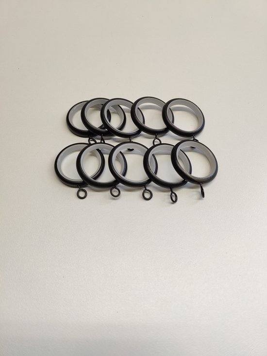Gordijnring Topo Mat Zwart - voor gordijnroede Topo Mat Zwart 30mm