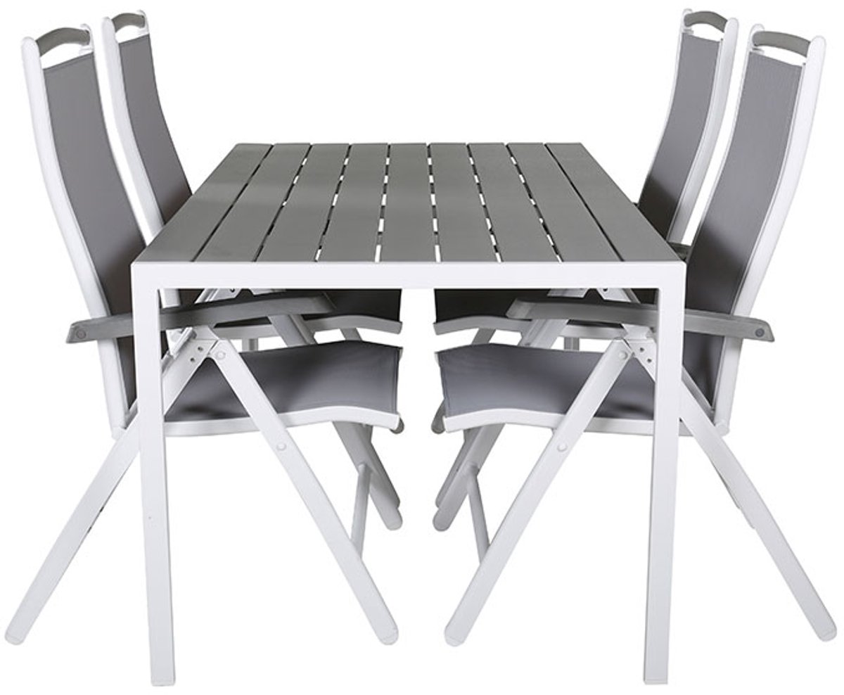 BreakAlbany tuinmeubelset 1 eettafel, 4 stoelen grijs.