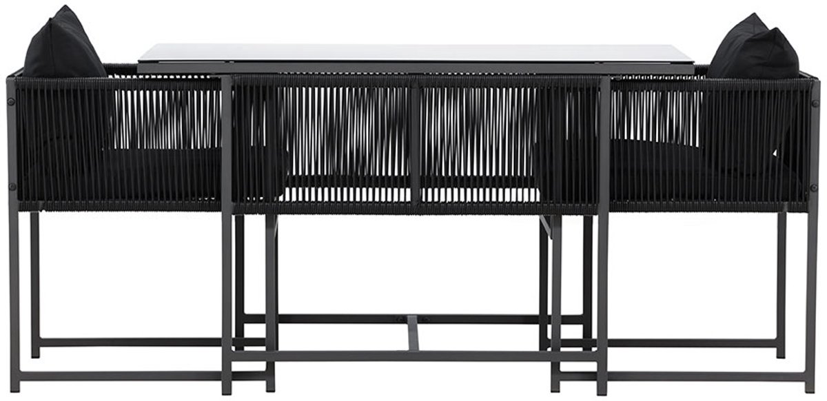 Noto café set 1 eettafel, 2 stoelen zwart. Noto café set 1 eettafel, 2 stoelen zwart. - Afbeelding 1