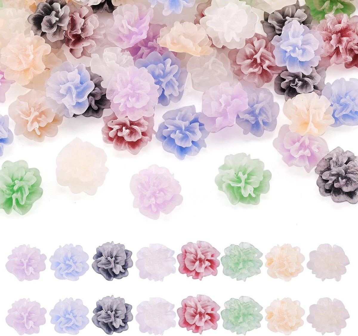 Image of 60 stuks hars matte bloem cabochons bloesem bloemen kralen geen gat flatback cabochons voor doe-het-zelf knutselen scrapbooking versieringen sieraden maken - PandaHall