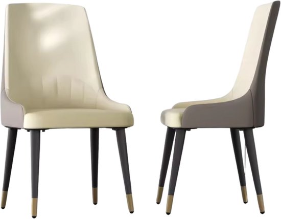 Chaises de salle à manger de Luxe - Set de 2 - Cuir microfibre - Dossier haut - Wit