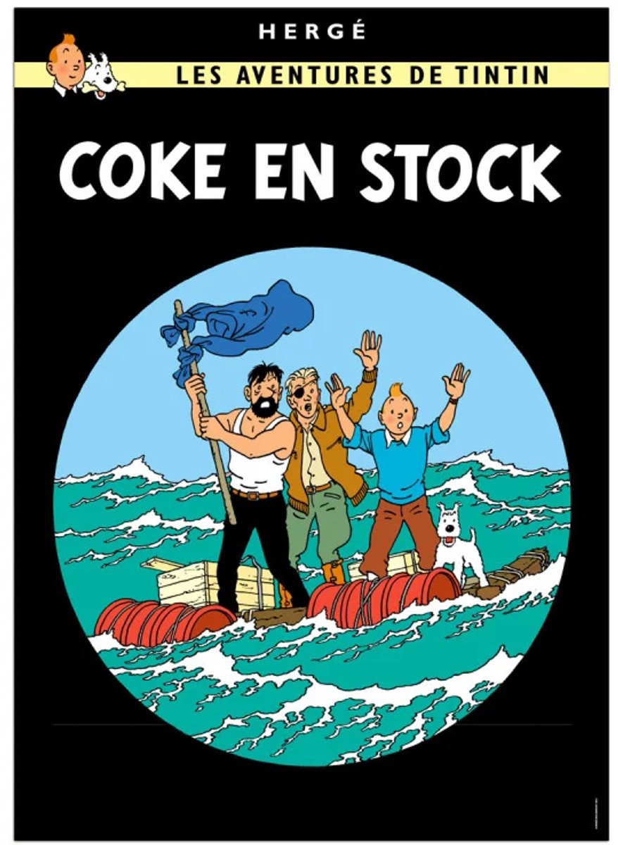 Kuifje Cokes in Voorraad Poster 50 x 70 cm