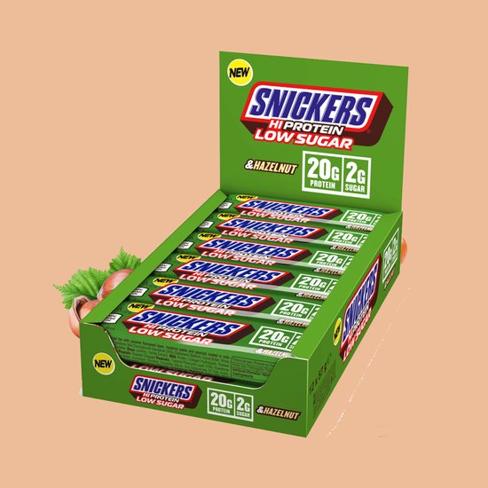 Snickers Hazelnut Low Sugar High Protein Bar (12x57g) Hazelnut - Repen - Eiwit Repen — afbeelding 5