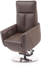 Sta op stoel - Malmo - bruin - Leer - gebruiksklaar afgeleverd - Leder - elektrisch - relaxfauteuil - draaibaar