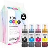 Inktdag huismerk inkt - Epson Ecotank 104 - Zwart en kleur - 70ML ET-2700, ET-2712, ET-2714, ET-2715, ET-2720, ET-2721, ET-2726, ET-2810, ET-2812, ET-2814, ET-2815, ET-2820, ET-2825, ET-4700, ET-4800