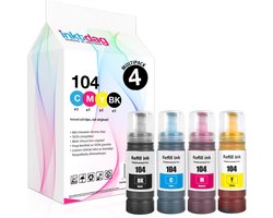 Inktdag huismerk inkt - Epson Ecotank 104 - Zwart en kleur - 70ML ET-2700, ET-2712, ET-2714, ET-2715, ET-2720, ET-2721, ET-2726, ET-2810, ET-2812,…