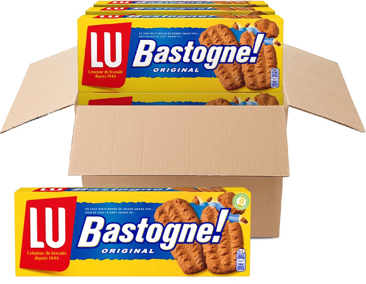 LU Bastogne Original Koekjes 6 x 260g - Knapperige koek - Geschikt voor Bodem Cheesecake Taart - Koek voor Onderweg - Koek voor Koffie - Snoep, Koek, Chocolade