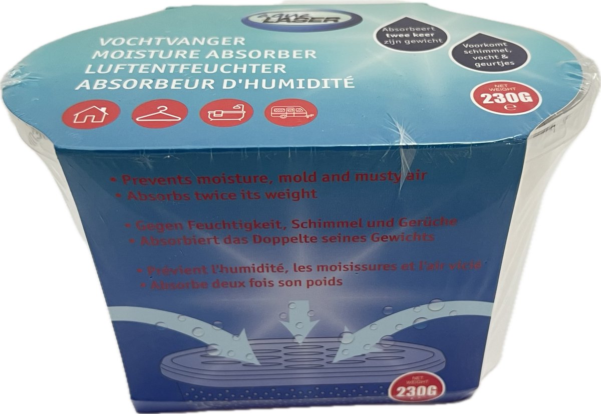 Aqua Laser - Vochtvanger 230 G - Vulling - Antivocht - Vochtopnemer - Ontvochtiger - Absorbeert tot 500 ml - Beschermt tegen schimmel en geurtjes