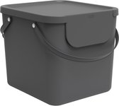 Rotho Albula Système de tri des déchets 40l pour la cuisine, plastique (PP) sans BPA, anthracite, 40l (39,8 x 35,8 x 33,9 cm)