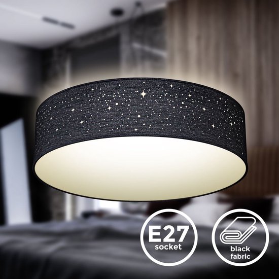 Suspension Luminaire Salon B.K.Licht Lapadaire Rétro Pivotant I Abat-jour En Tissu Noir Et Doré I Lustre Chambre