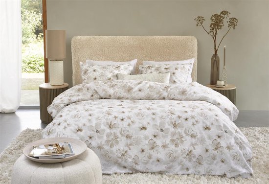 Riviera Maison Flowing Flowers dekbedovertrek - Eenpersoons - 140x200/220 - Zand van Merkloos — afbeelding 2