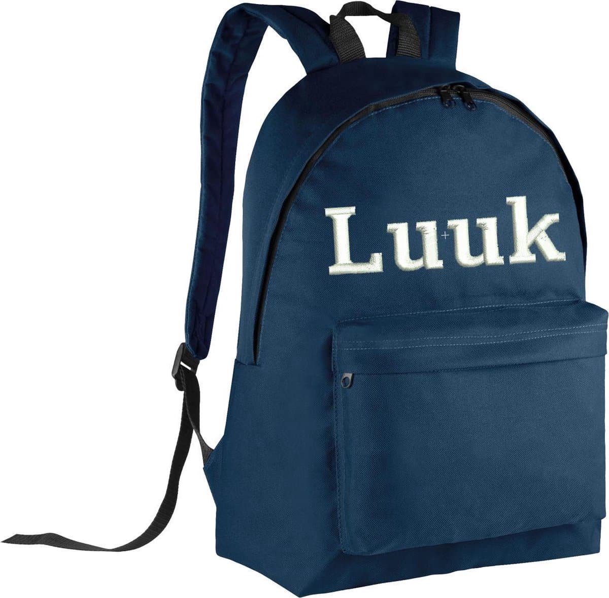 schooltas met naam navy | geborduurd | 16 verschillende kleuren | gepersonaliseerd