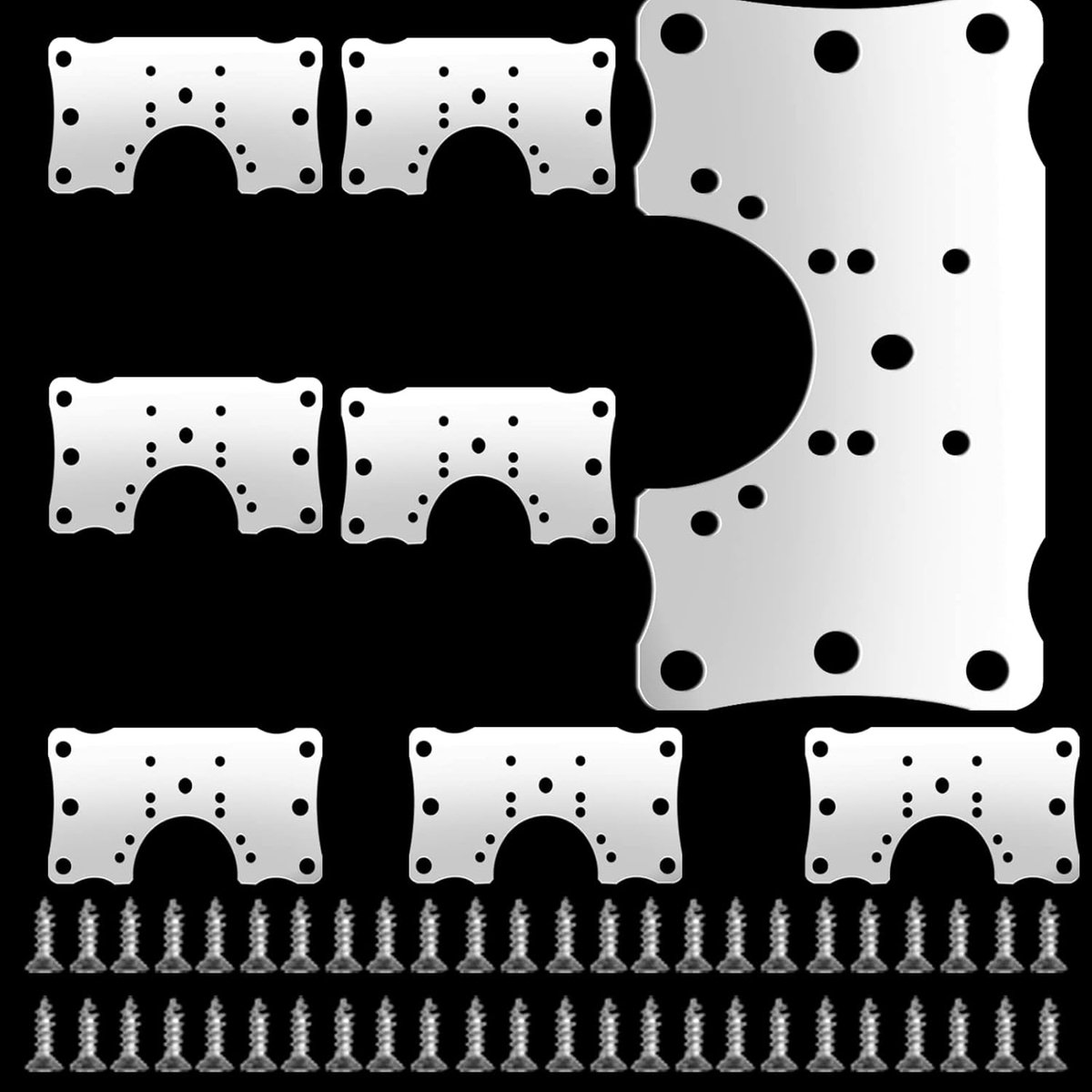 Famanu - Kastscharnier, reparatieplaat, roestvrij staal, platte bevestigingsbeugels, verborgen scharnier, reparatieplaten kit, kastbeugels, geschikt voor keuken, kast, meubels, raamdeur, 8 stuks met 48