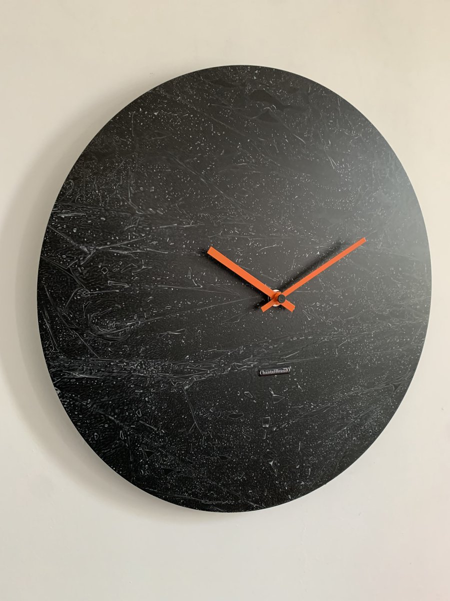 ChantalBrandO Wandklok BRETAGNE BLACK XL Modern Industrieel Design