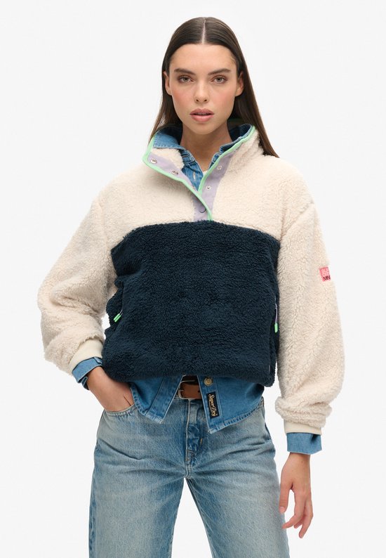 Superdry - Superzachte kraagloze Mash Up trui - Dames - Truien