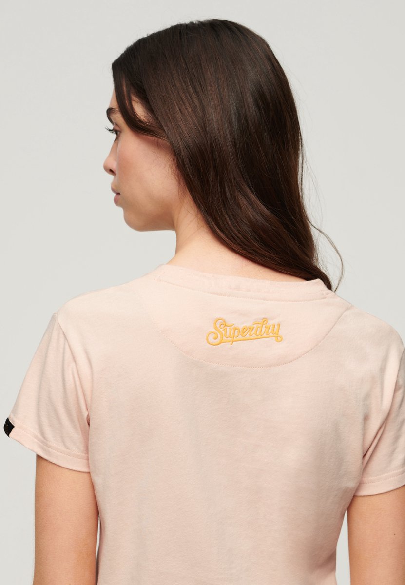 Superdry Aansluitend Tattoo-T-shirt met borduursel Dames T-shirts Roze