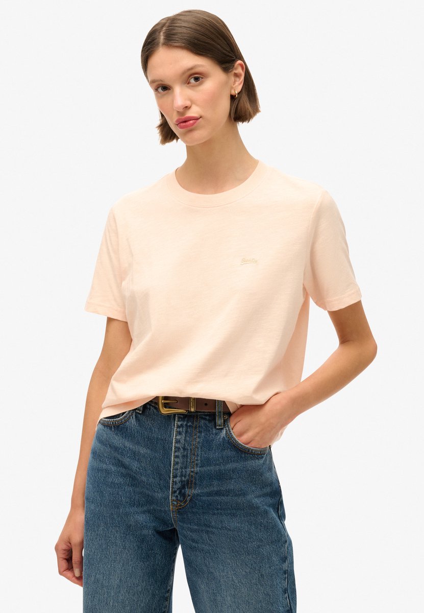 Superdry Essential Slub T-shirt met logo Dames T-shirts Roze
