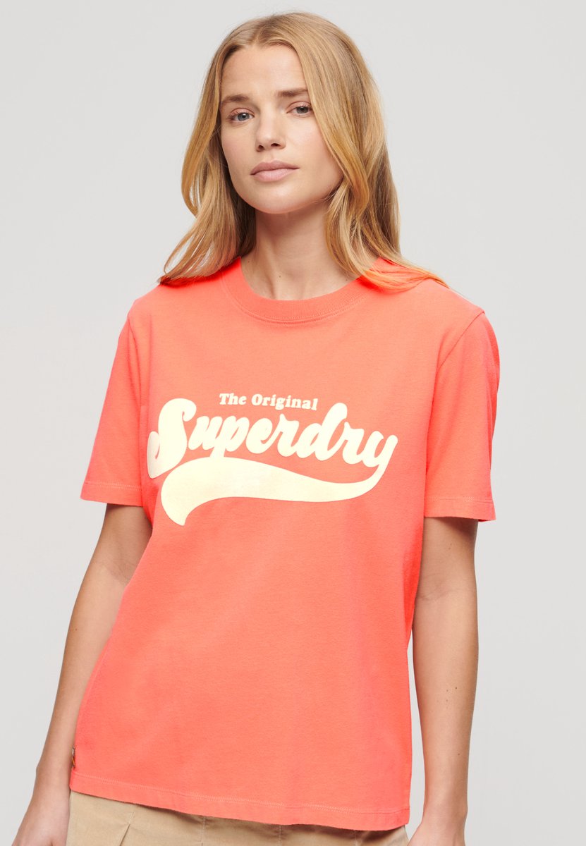 Superdry Retro Flock T-shirt met relaxte pasvorm Dames T-shirts Rood
