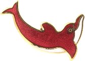 Behave® Sierpin- kleding pin - dolfijn- rood wit emaille 2,5 cm