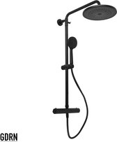 Bol.com GDRN | Regendouche met Thermostaatkraan - Mat Zwarte Douche Set - Hoofddouche 25 centimeter aanbieding