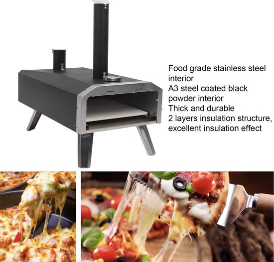 J&R Pizzaoven - Houtoven - Buiten - Buitenkeuken - Buitenoven - Hout gestookt - Met wielen - Zwart -140x40x35 van J&R — afbeelding 4