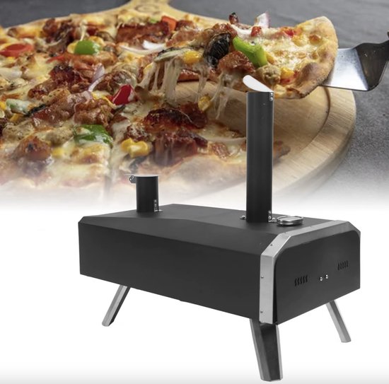 J&R Pizzaoven - Houtoven - Buiten - Buitenkeuken - Buitenoven - Hout gestookt - Met wielen - Zwart -140x40x35 van J&R — afbeelding 2