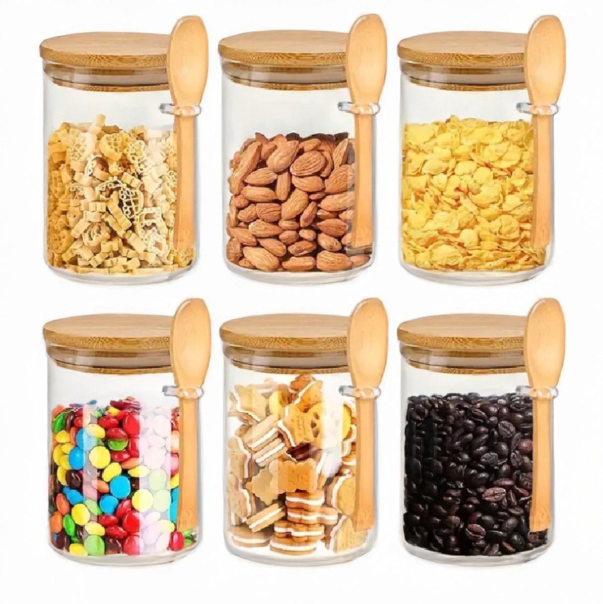 Dutchers.® Overnight Oats Potjes van Glas - 6 Stuks - Bamboe - 6 Glazen Potjes met Deksel - Muesli Beker - Hygiënisch - Lunchpot - Yoghurtbeker - Beker To Go - Milieuvriendelijk - Glas & Bamboe - Sterk Sluitsysteem - Ontbijt & Lunch - Luchtdicht