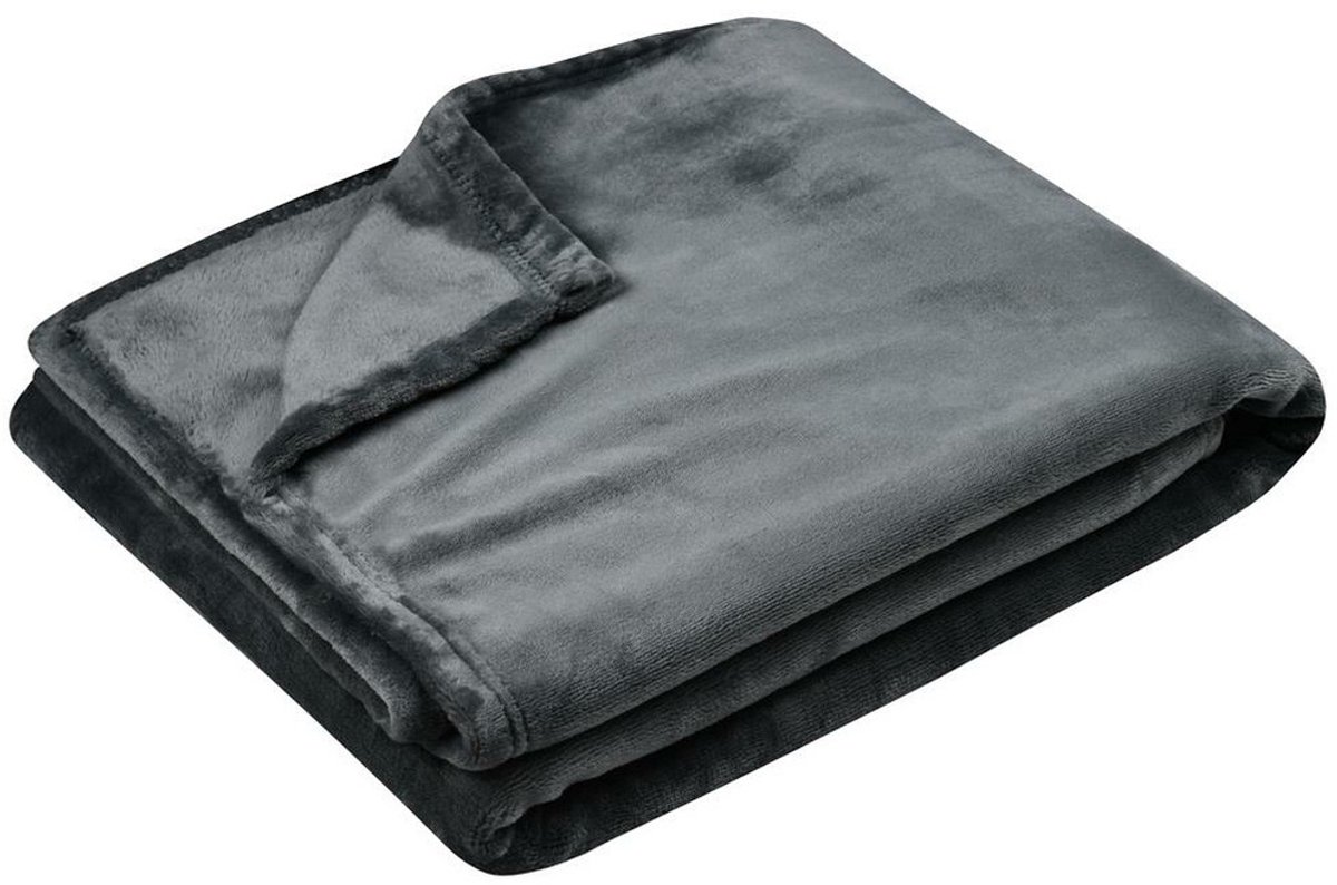 Stof Textiles Plaid/bankdeken Maribelle - antraciet - 130 x 160 cm - polyester fleece - 1 persoons