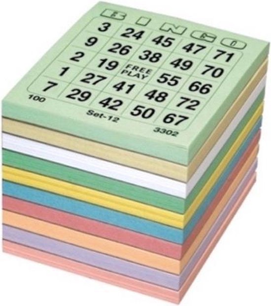 Koel trog compleet Bingokaarten - 1000 stuks - 1 t/m 75 kleurenmix Single | bol.com