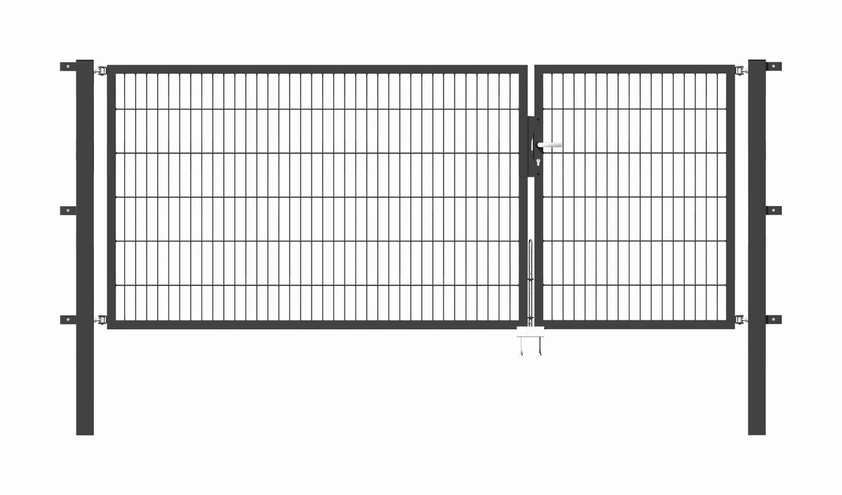 Alberts 646998 Dubbele poort Flexo met toebehoren, antraciet, breedte 100 + 200 cm, hoogte 120 cm