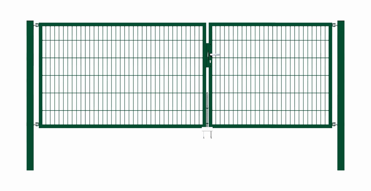 Alberts 648275 Dubbele poort Flexo met toebehoren, groen, breedte 350 cm, hoogte 120 cm